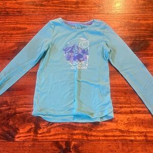 Carhartt Blue Long Sleeve Kids Tee with Outdoor Graphic